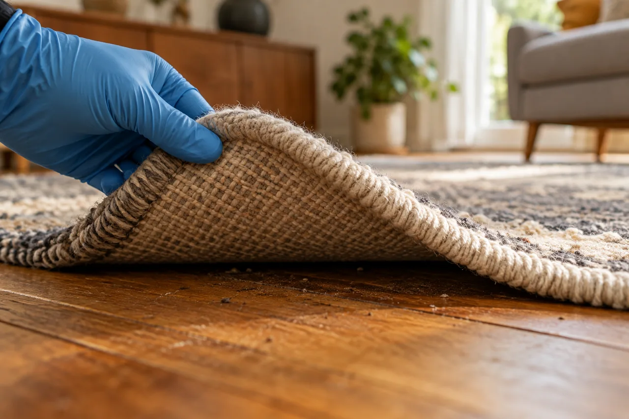 Illustrative inspection detail for carpet beetle treatment