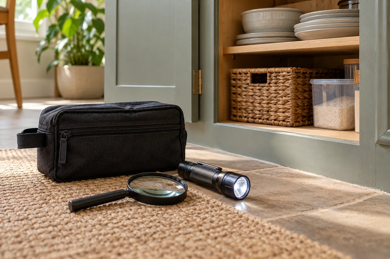 Illustrative preparation or equipment for carpet beetle treatment