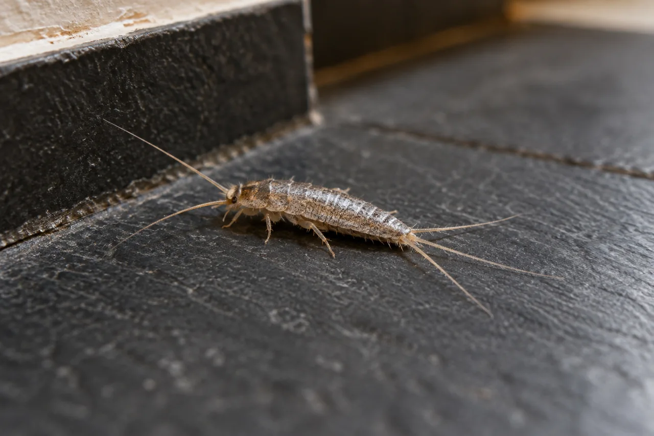 Silverfish on dark slate tile