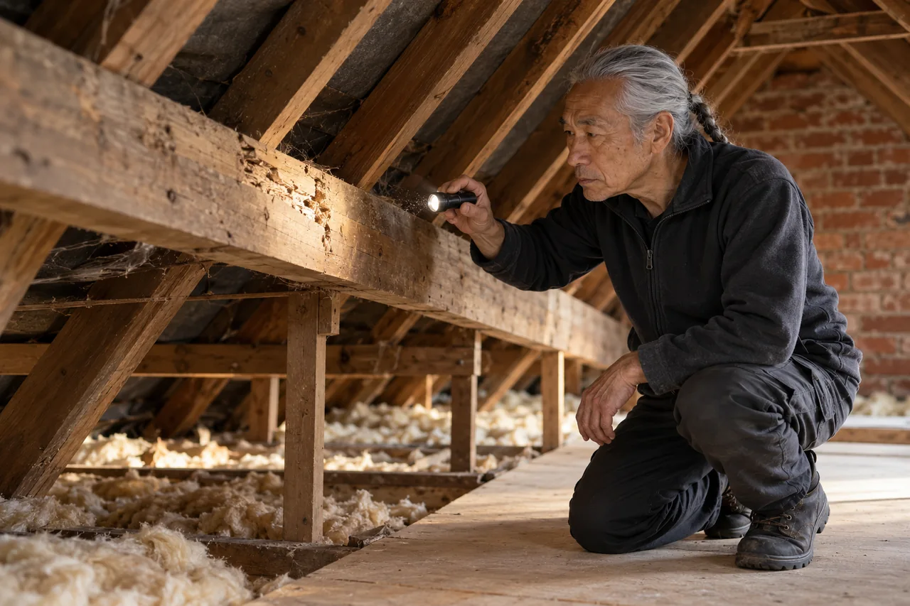 Illustrative specialist assessing squirrel control in a British property